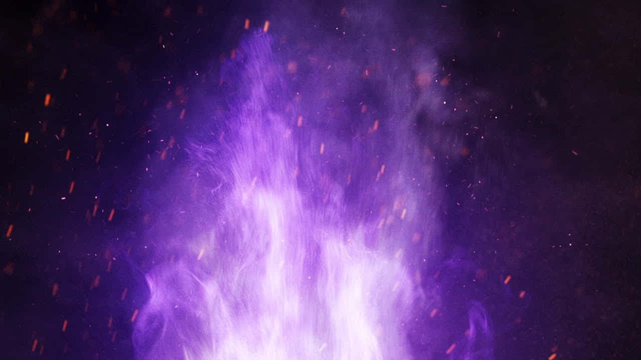 vibrant purple flame, dark backdrop, glowing orange sparks, HD Desktop Wallpaper