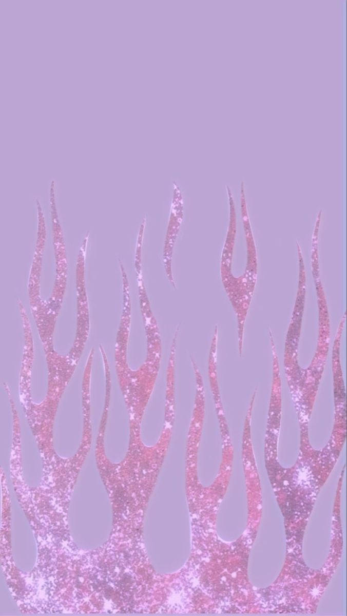 Purple Baddie, pink glittery flames, soft lavender background, SD Phone Wallpaper