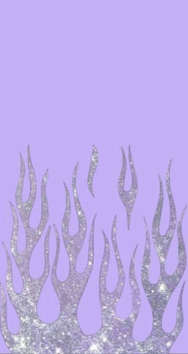 purple baddie, silver glitter flames, soft lavender background, SD Phone Wallpaper
