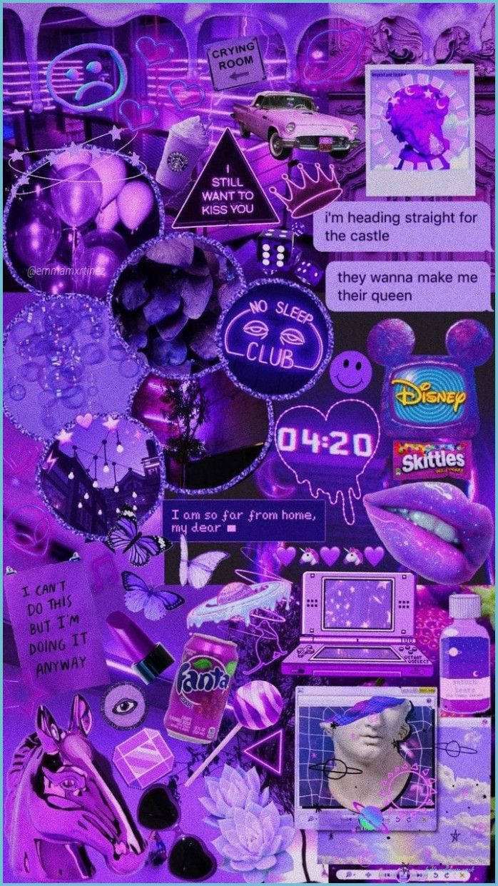 Purple Baddie, vibrant purple, digital collage, SD Phone Wallpaper