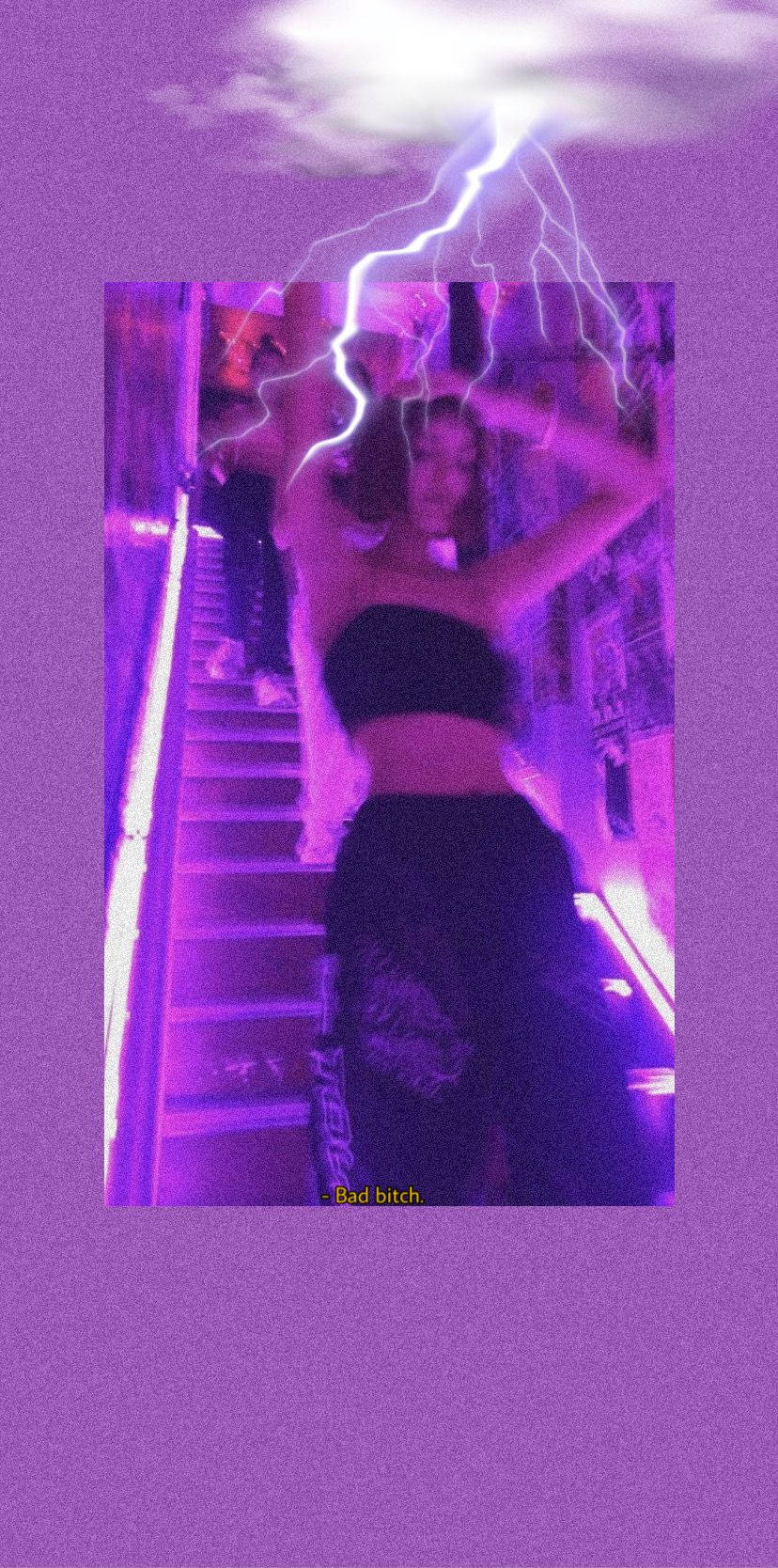 Purple Baddie, staircase, purple sky, HD Phone Wallpaper