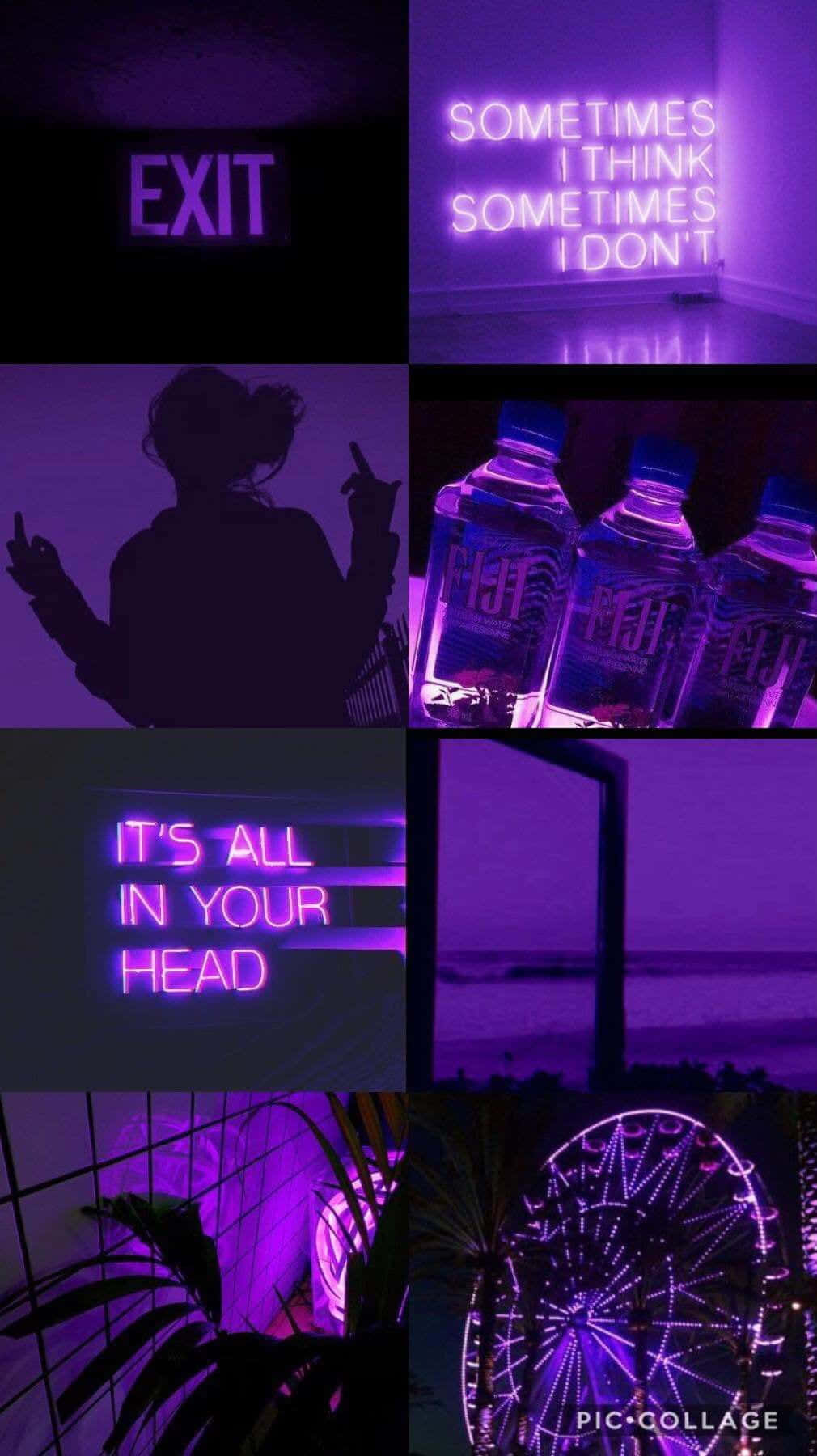 aesthetic purple baddie, neon signs, silhouettes, HD Phone Wallpaper