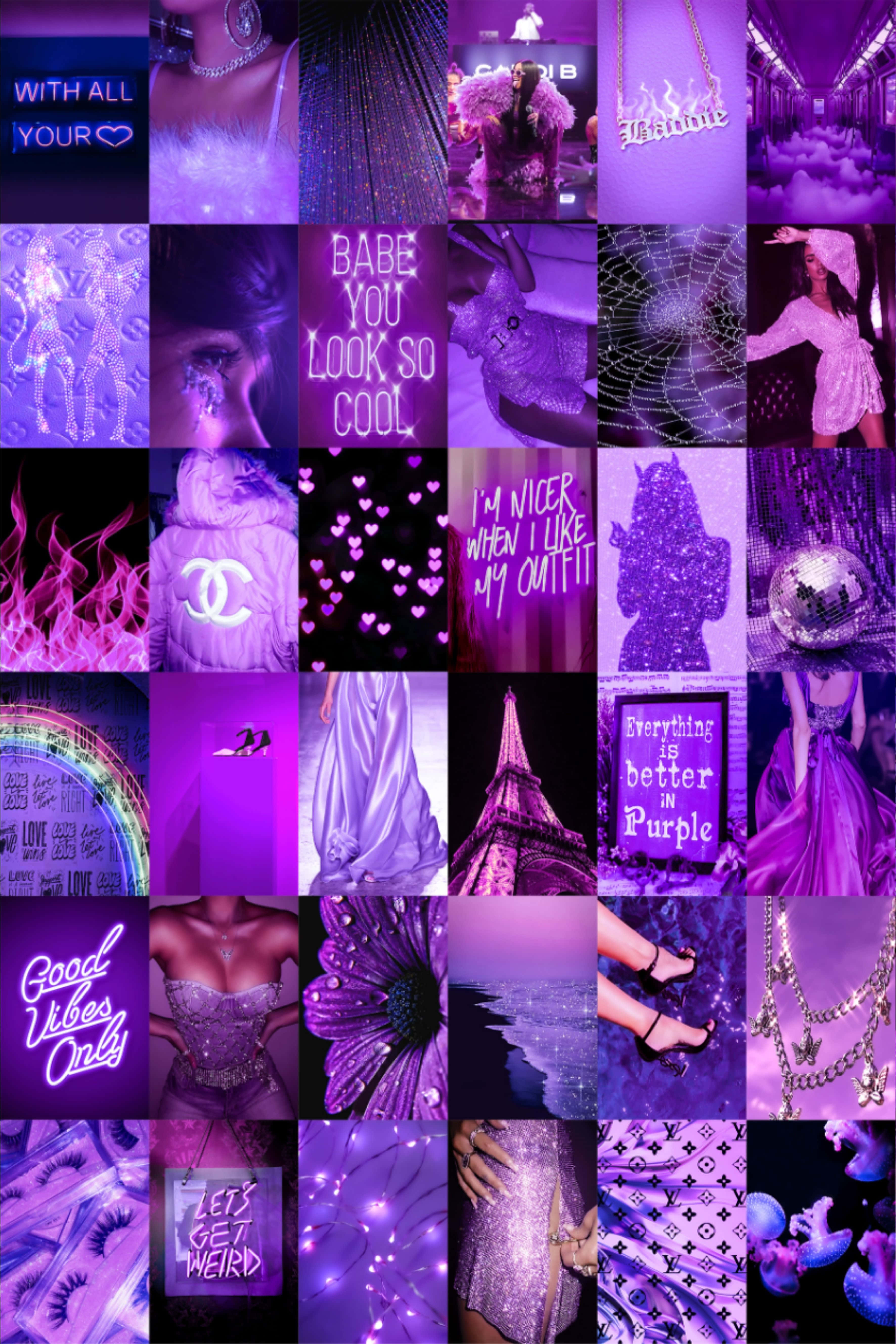 aesthetic purple baddie, vibrant purple, glittery fashion, 5K Phone Wallpaper