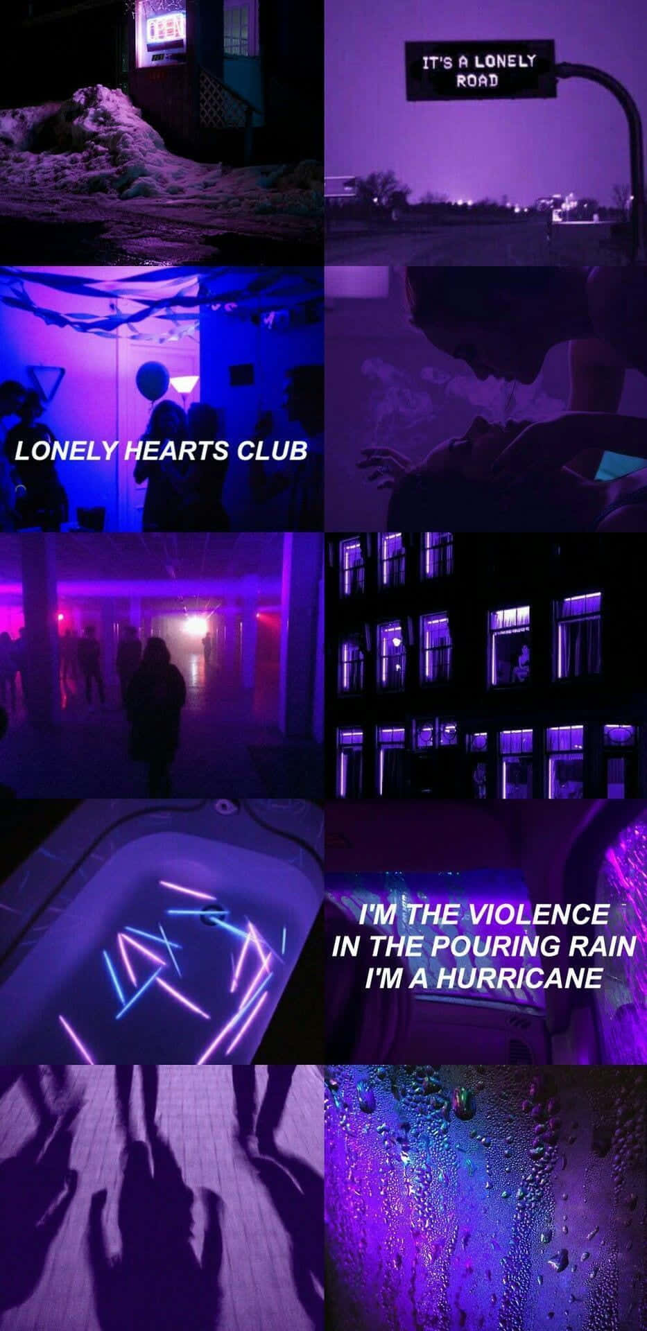 Purple Baddie, neon signs, lonely hearts club, Full HD Phone Wallpaper
