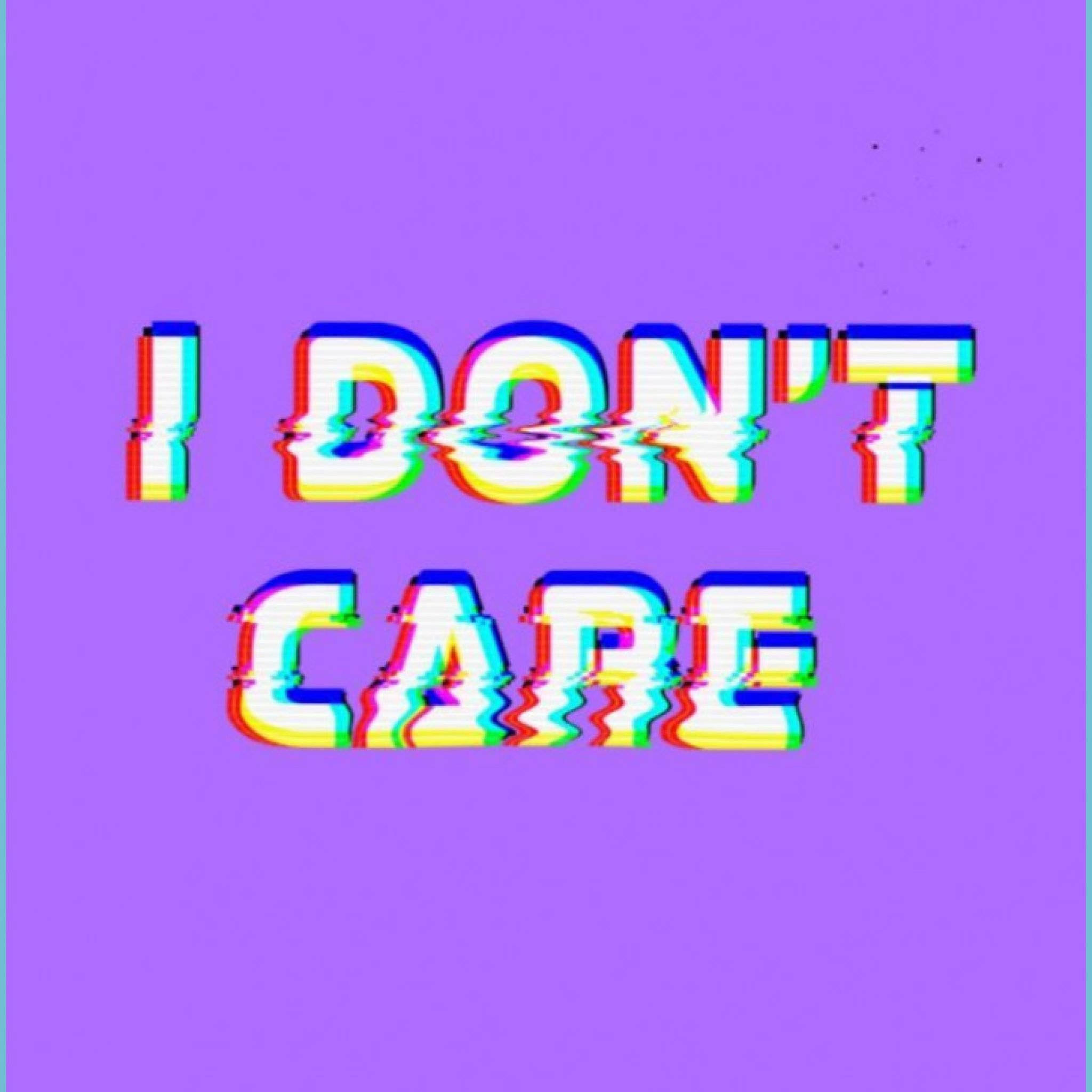 I DON'T CARE, glitch rainbow distortion, solid purple background, Full HD Desktop Wallpaper