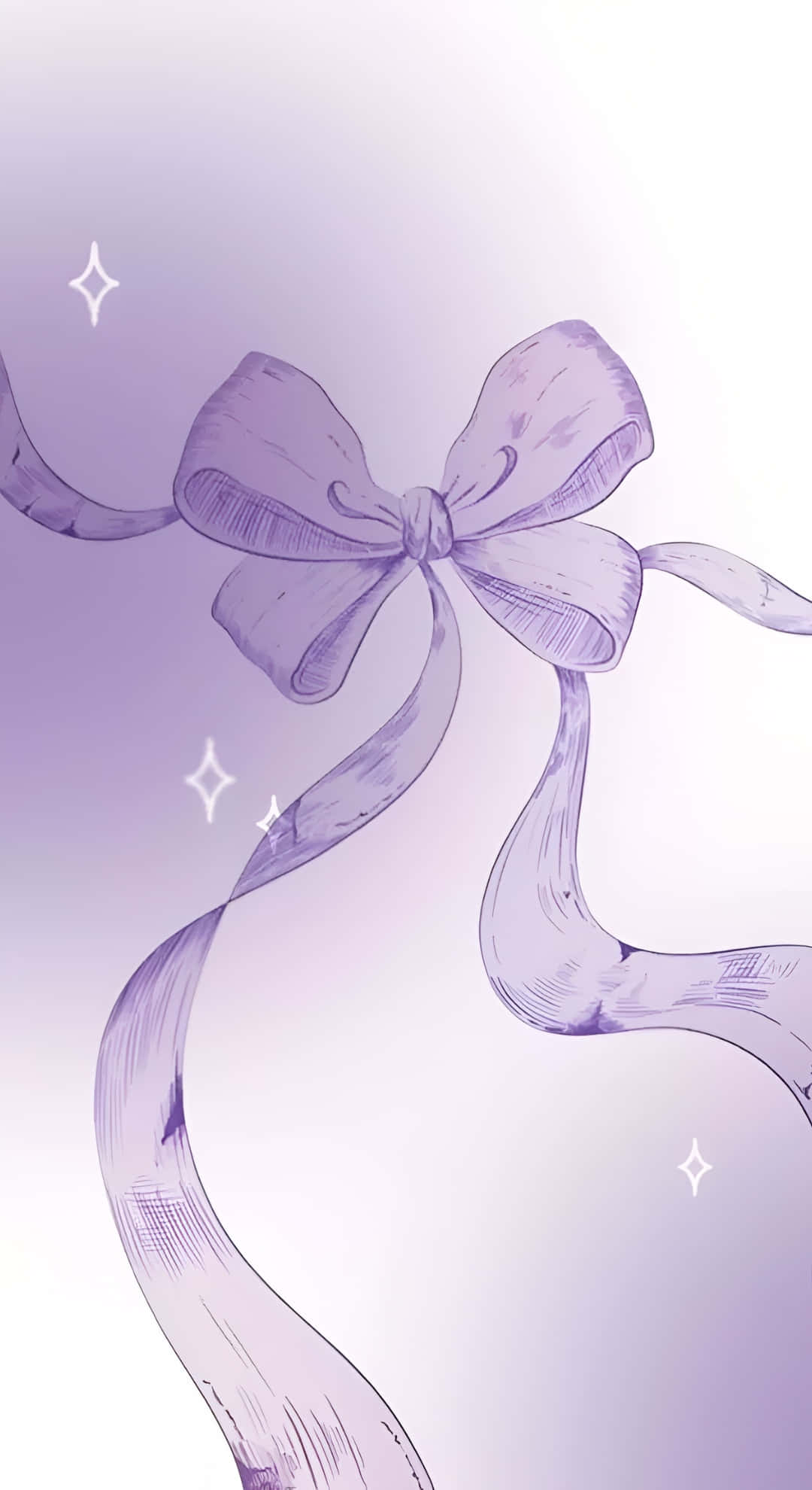 elegant purple bow design, purple ribbon bow, flowing tails, Full HD Phone Wallpaper