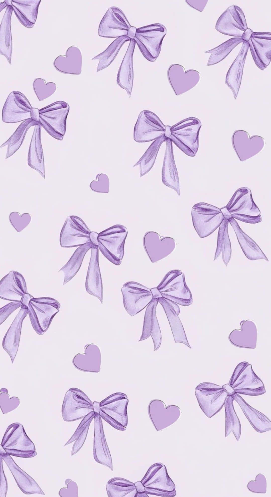 Purple Bow, hearts pattern, lavender, Full HD Phone Wallpaper