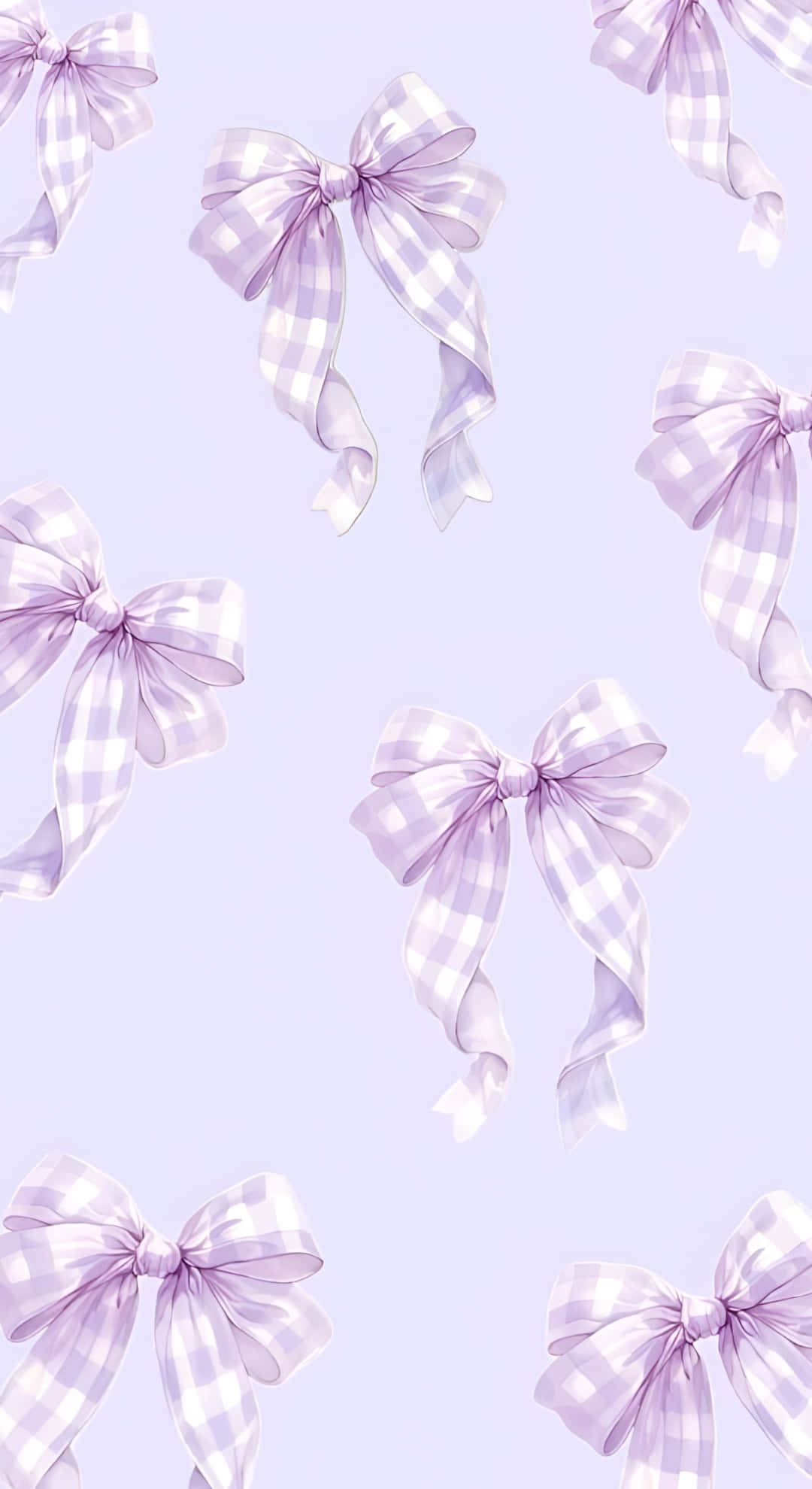 Purple Bow, pastel lavender, white gingham bows, Full HD Phone Wallpaper