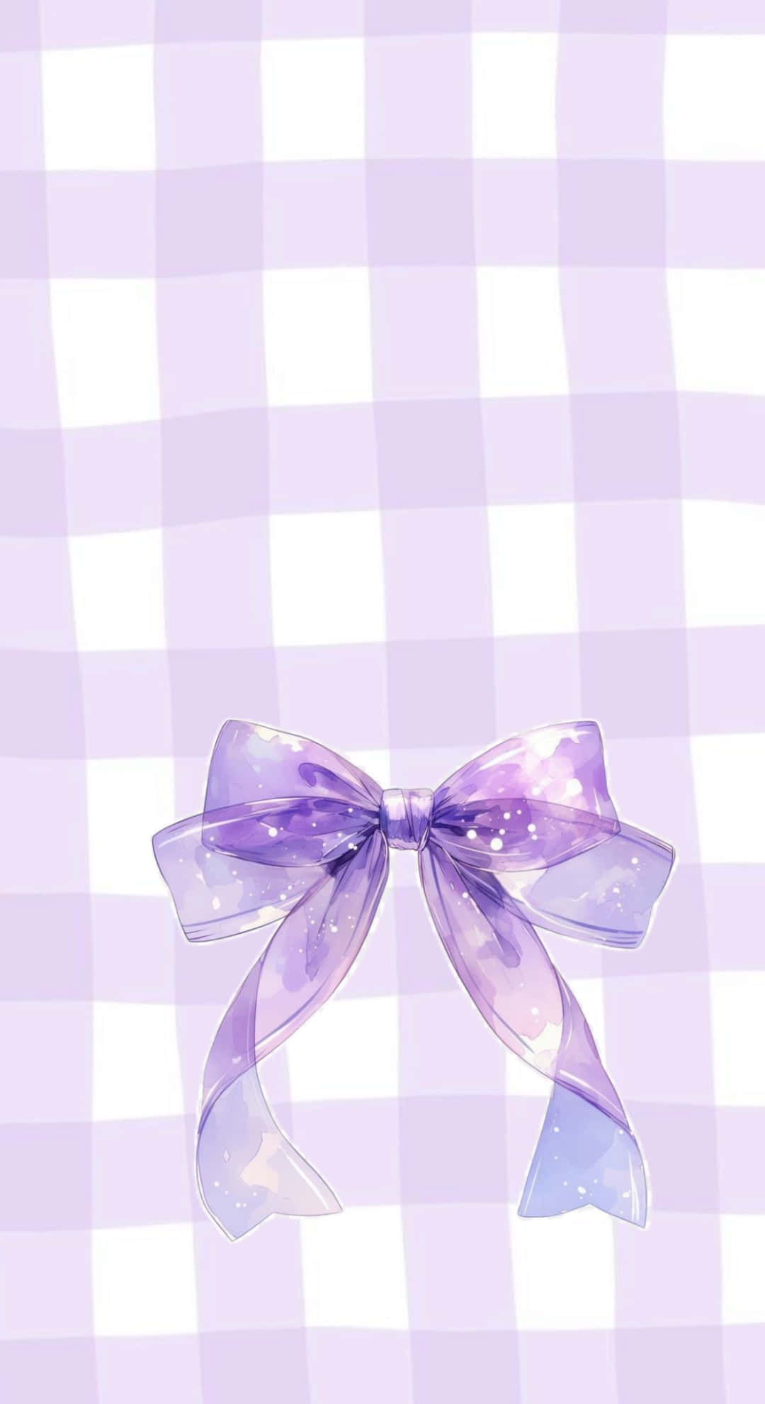 Purple Bow, lavender and white checkered background, translucent, Full HD Phone Wallpaper