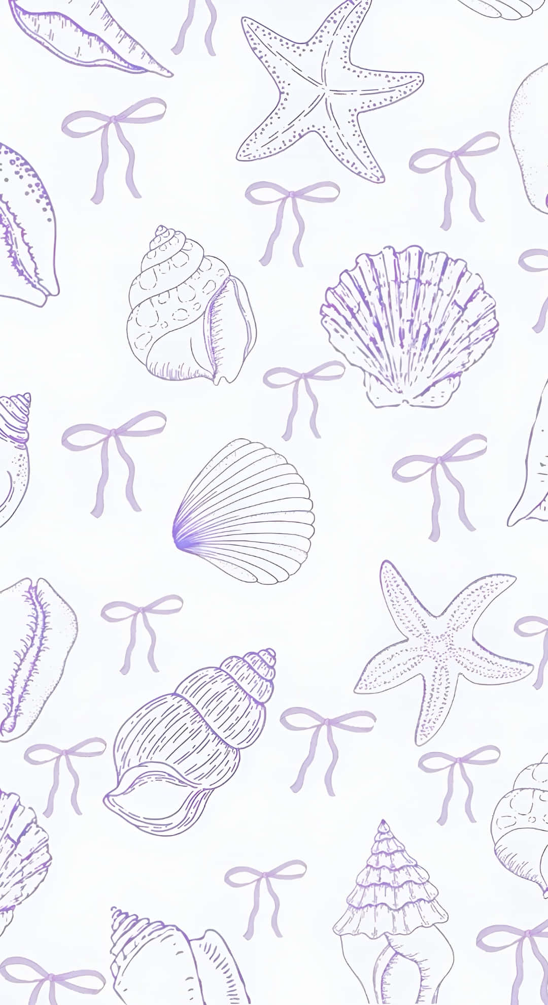 Purple Bow, seashell pattern, lavender ink, Full HD Phone Wallpaper