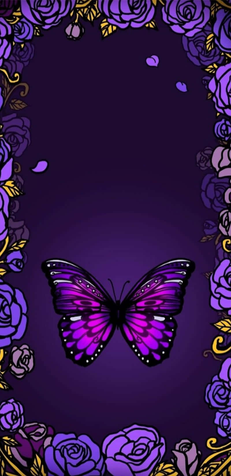 purple butterfly, roses, purple background, HD Phone Wallpaper
