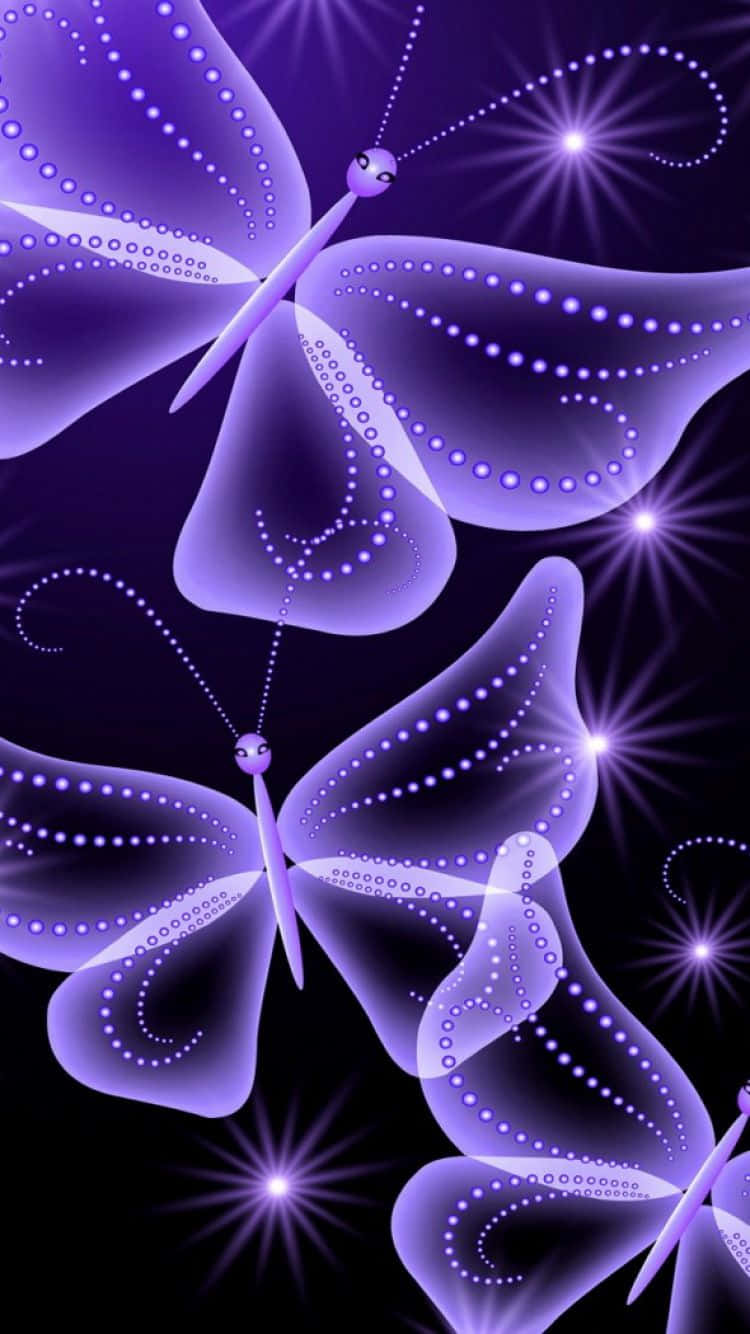 Purple Butterfly iPhone, glowing purple butterflies, dotted wings, HD Phone Wallpaper