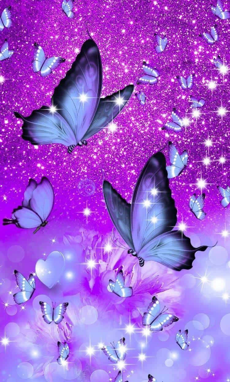 purple butterfly, iPhone, cosmic purple background, SD Phone Wallpaper