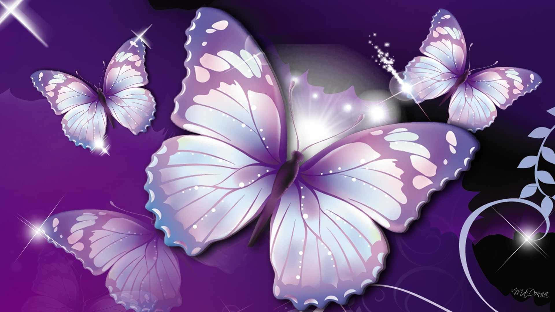 purple butterfly, iPhone, glowing purple, Full HD Desktop Wallpaper