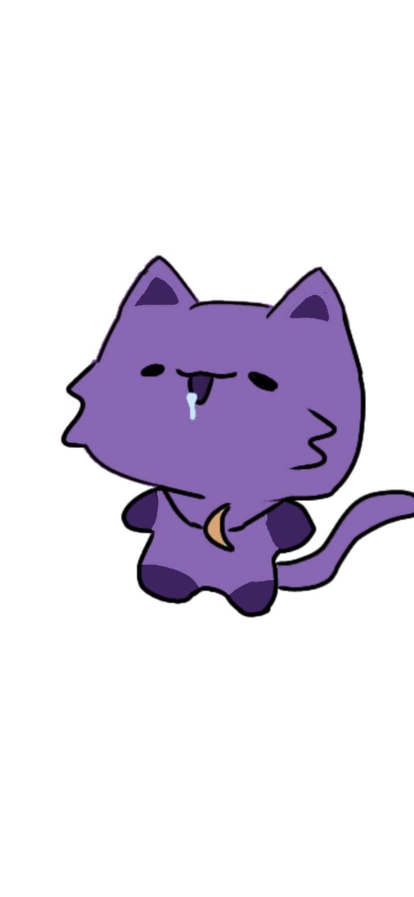 purple cartoon cat, drooping expression, teardrop, HD Phone Wallpaper