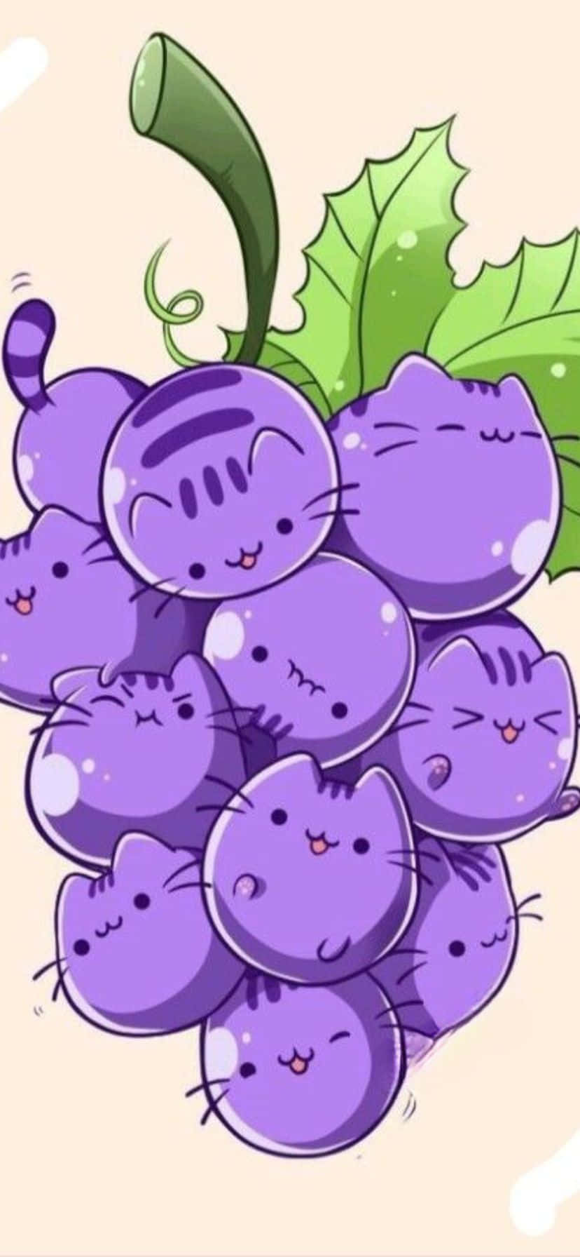 Purple Cat, grapes, cat-faced, HD Phone Wallpaper
