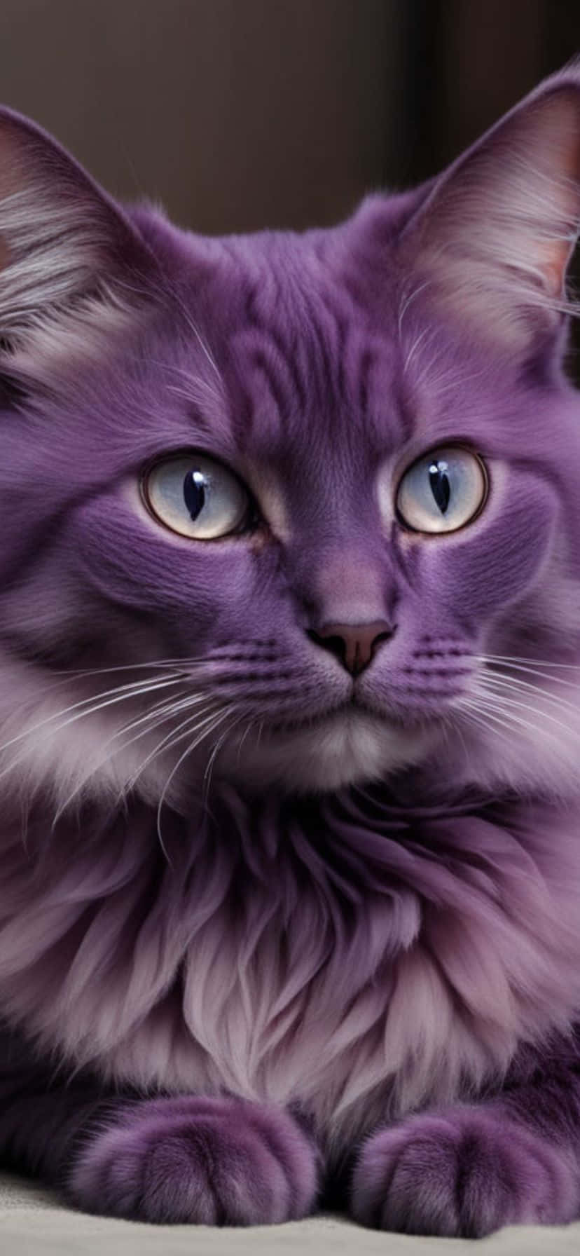 majestic purple cat, fluffy purple cat, striking blue eyes, HD Phone Wallpaper