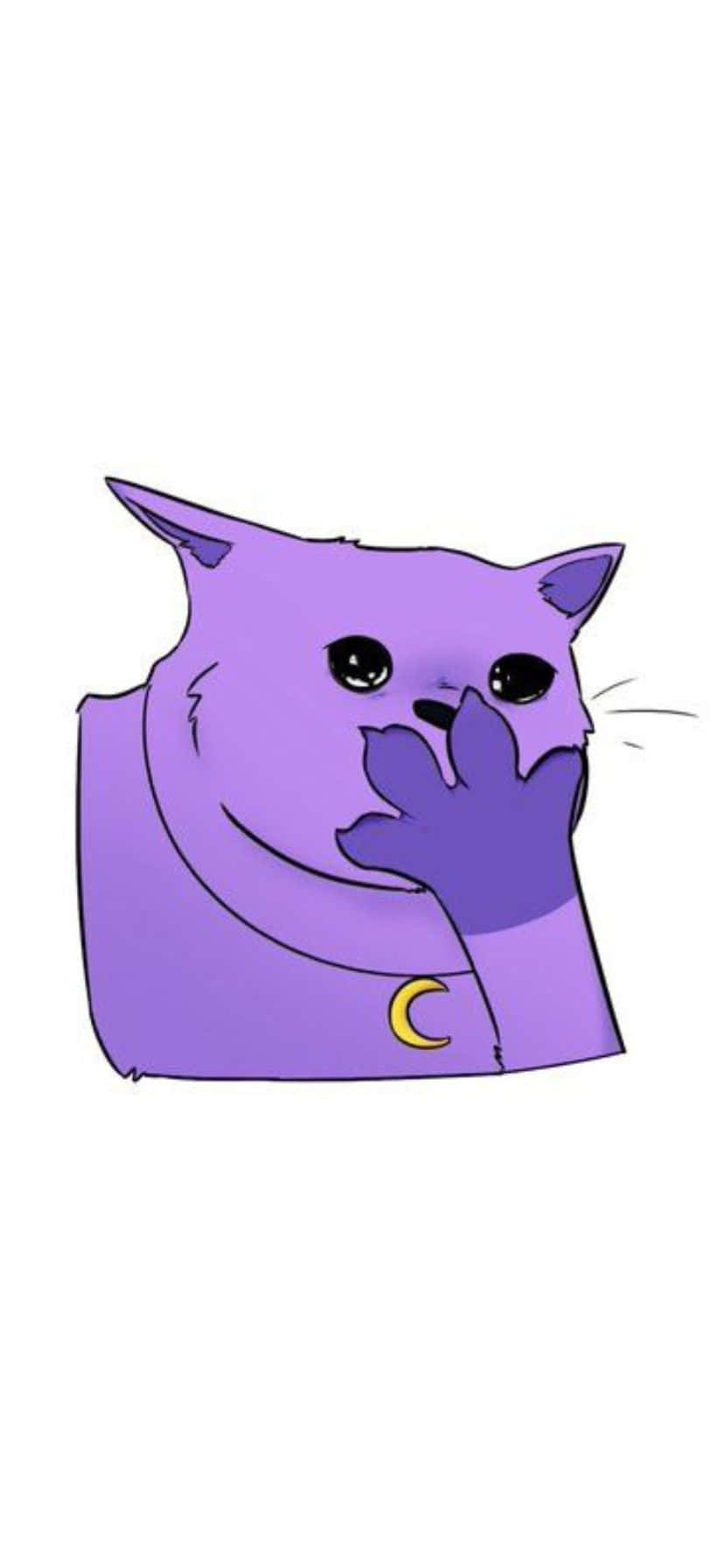 purple cartoon cat, crescent moon collar, plain white background, HD Phone Wallpaper