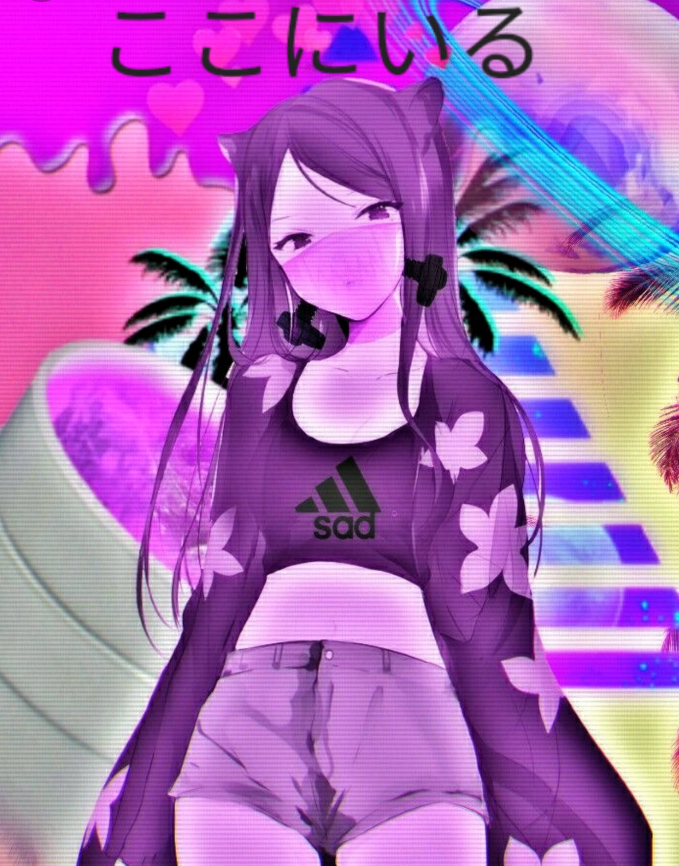 catgirl, purple, anime aesthetic, HD Phone Wallpaper
