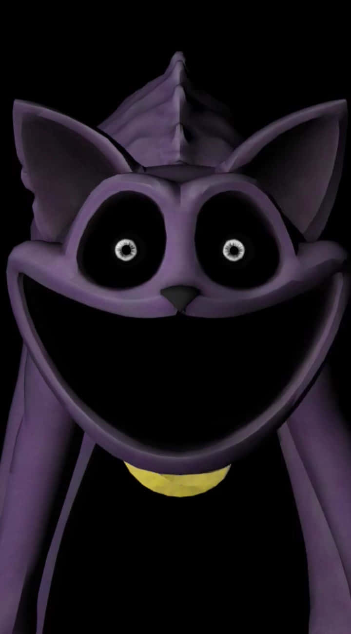 purple cartoon cat, large black eyes, wide open mouth, HD Phone Wallpaper