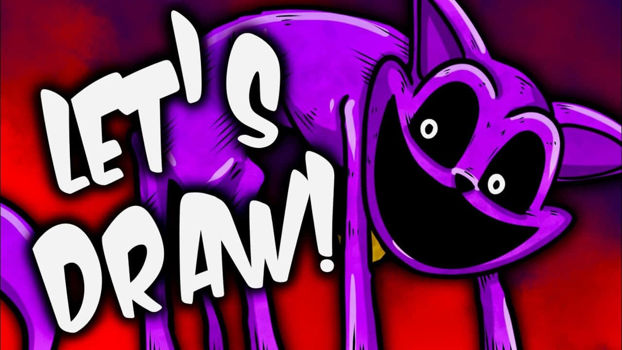 cartoon purple cat, wide eyes, big grin, HD Desktop Wallpaper