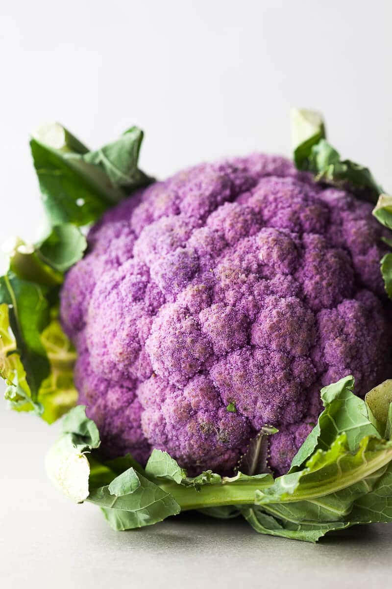 Purple Cauliflower, vibrant purple, fresh green leaves, SD Phone Wallpaper