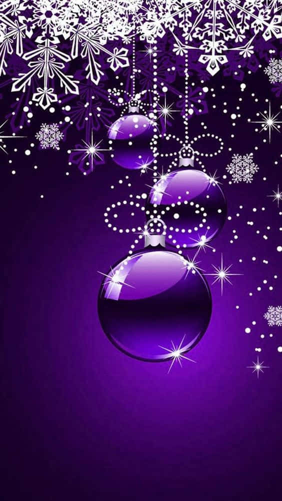 purple christmas, shimmering purple ornaments, snowflakes, SD Phone Wallpaper