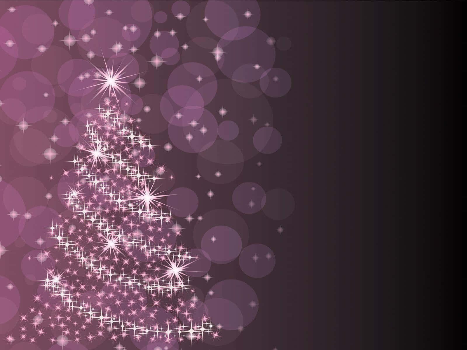 Purple Christmas, glittery Christmas tree, bright stars, HD Desktop Wallpaper