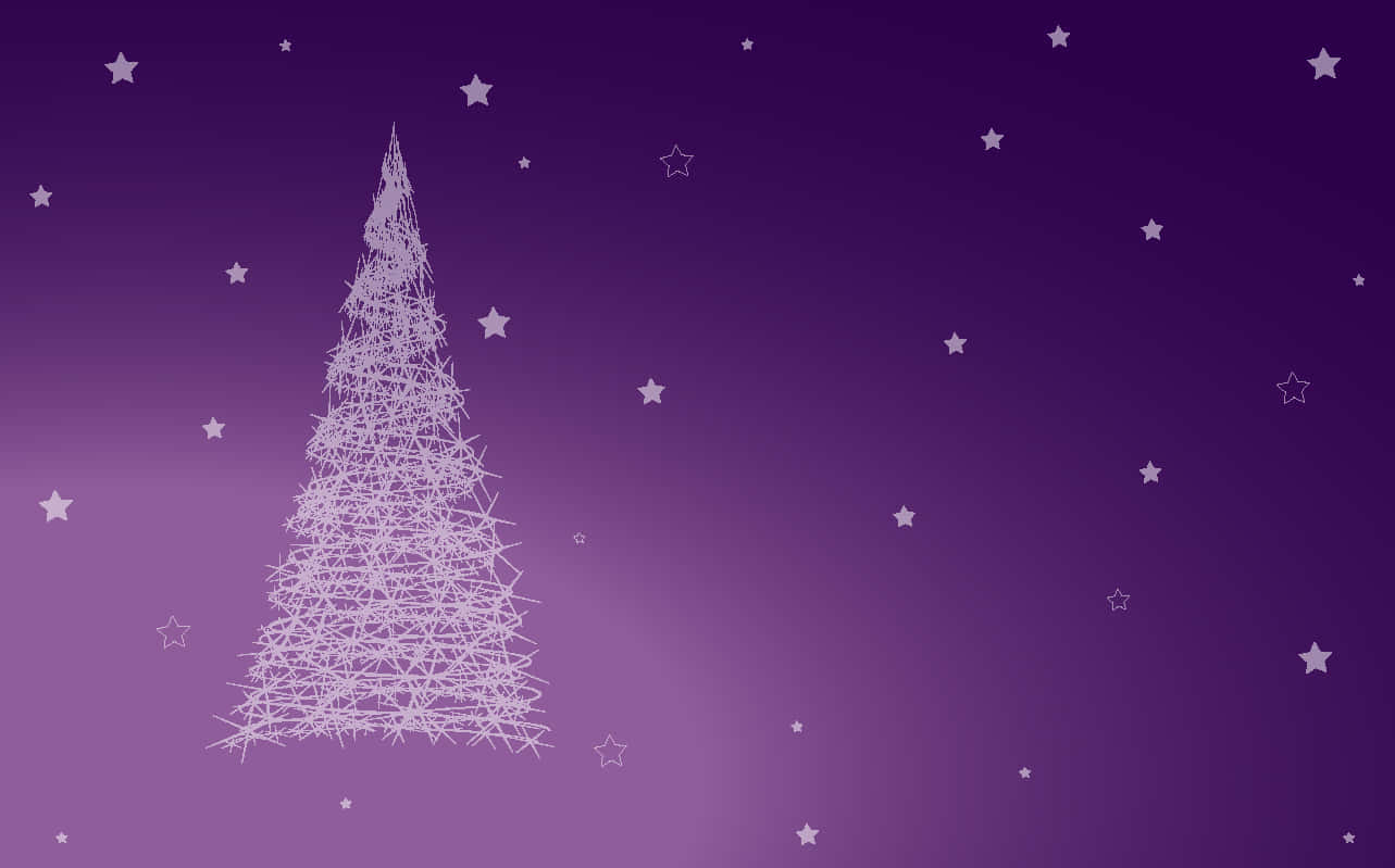 purple Christmas, white wireframe Christmas tree, gradient purple night sky, HD Desktop Wallpaper