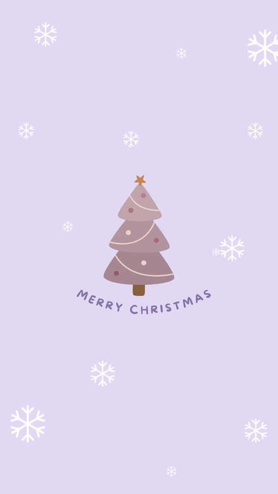 Purple Christmas, minimalist purple Christmas tree, white snowflakes, SD Phone Wallpaper