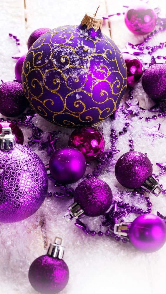 Purple Christmas, shimmering purple, gold swirls, SD Phone Wallpaper