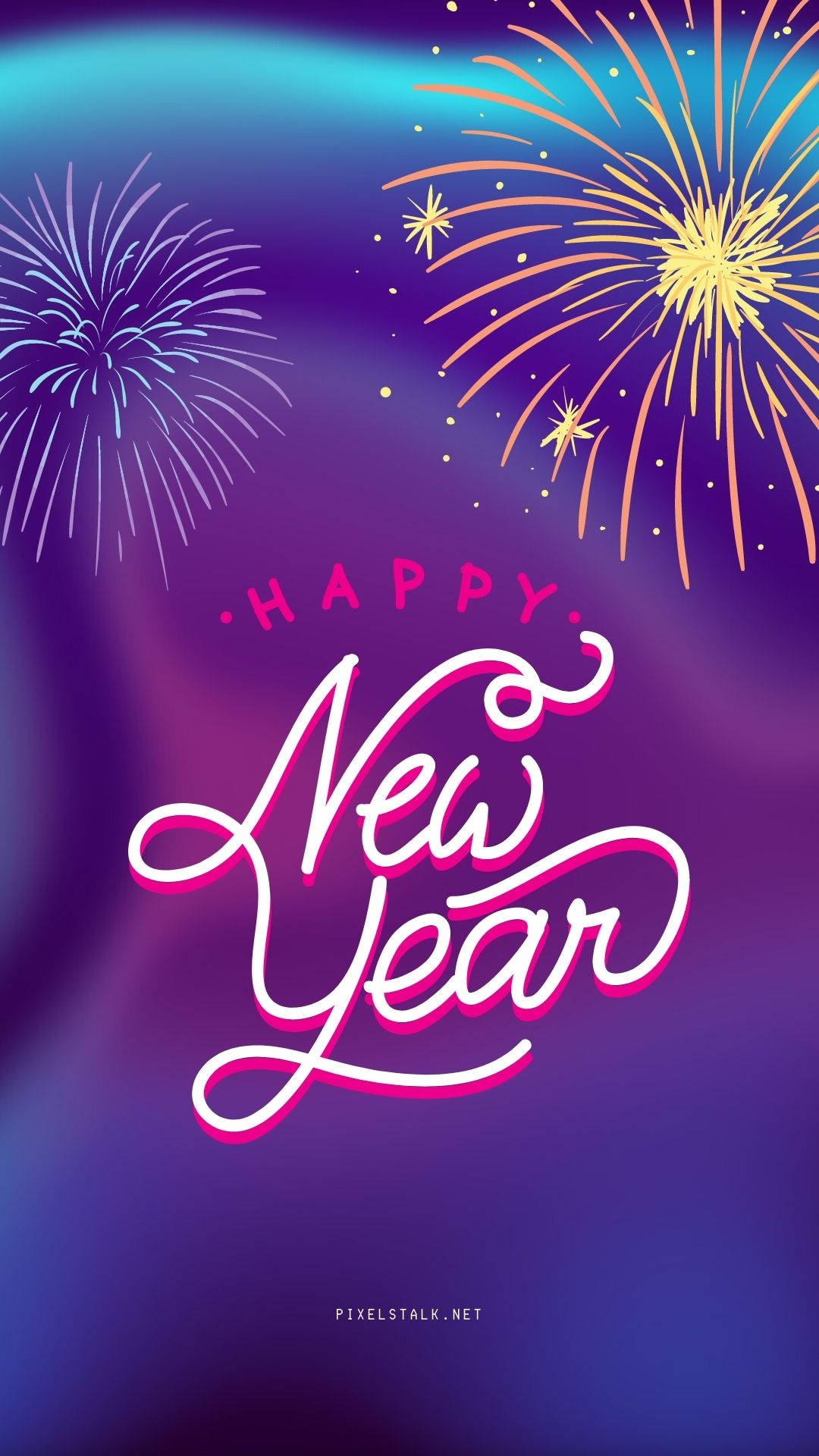 Purple Background, Vibrant fireworks, Gradient purple sky, Full HD Phone Wallpaper