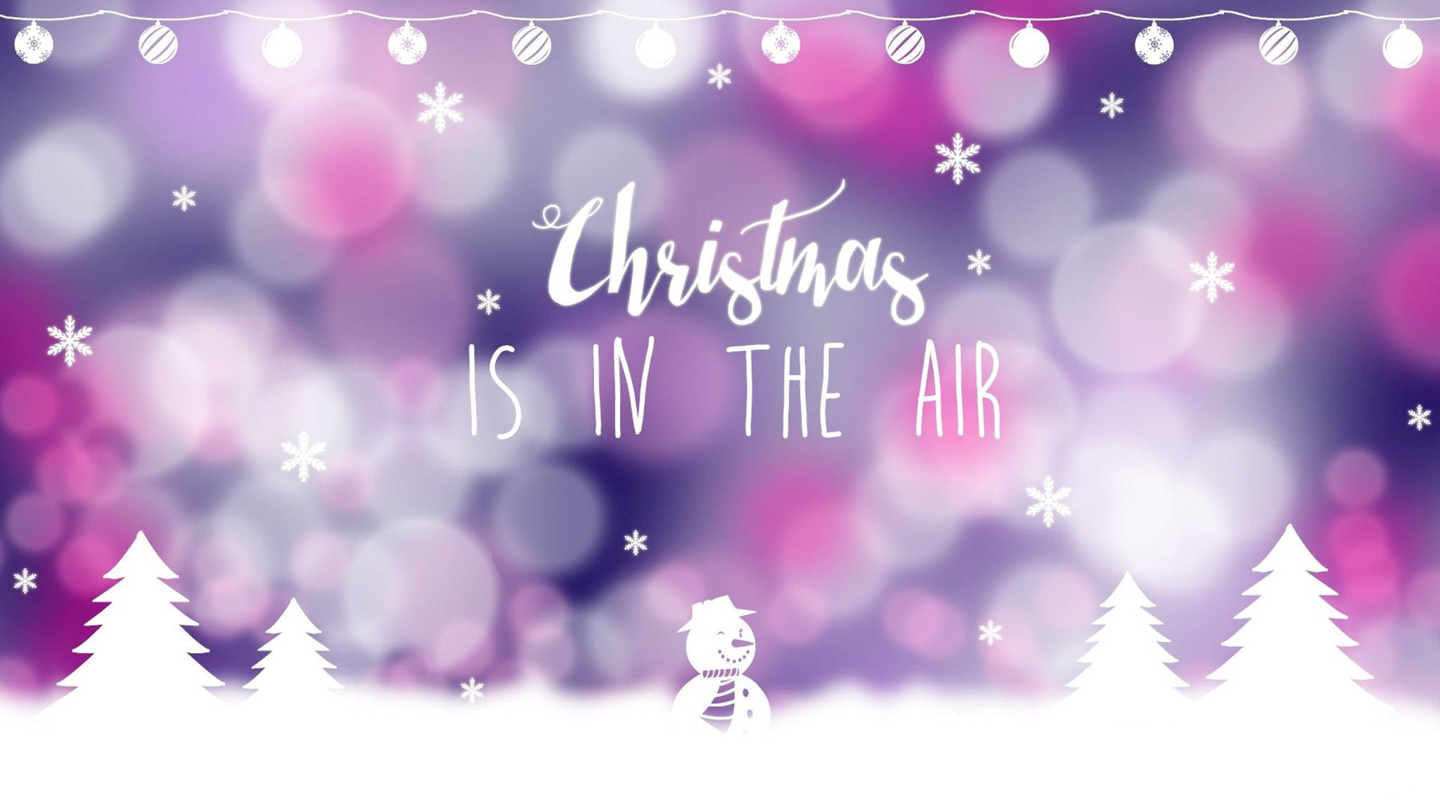 Purple Christmas, bokeh, snowflakes, Full HD Desktop Wallpaper