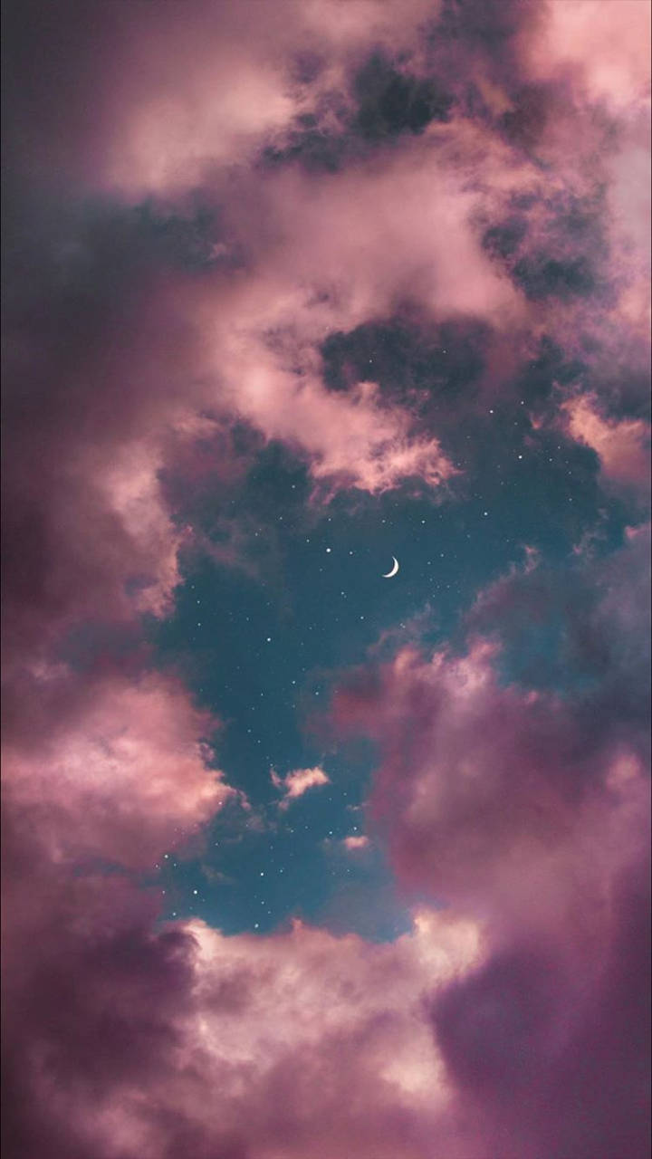 Dark Purple Clouds, twilight sky, pink clouds, HD Phone Wallpaper