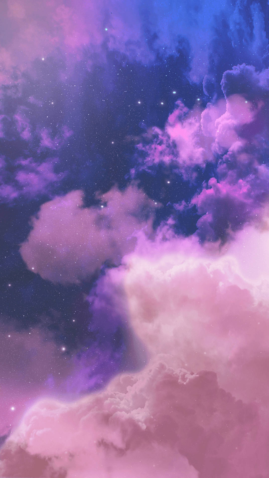 Purple Clouds, pink and purple clouds, starry cosmic sky, Full HD Phone Wallpaper