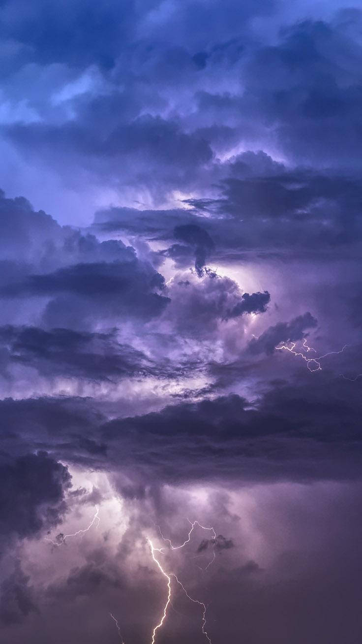 Purple Clouds, lightning bolts, purple storm sky, HD Phone Wallpaper