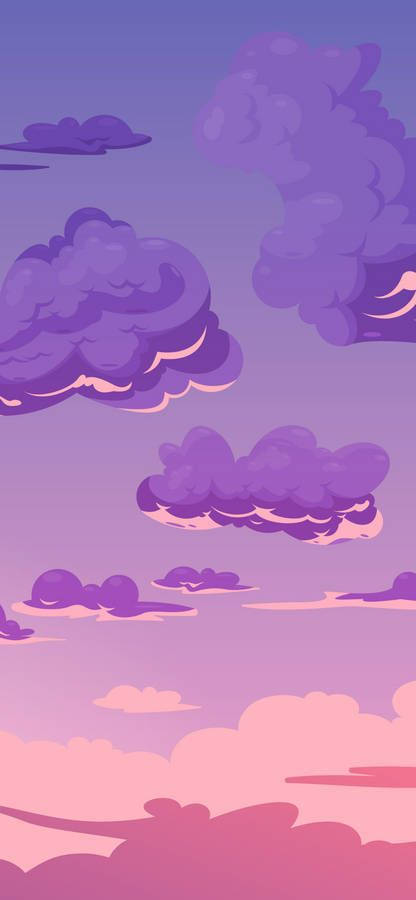 purple clouds, vibrant purple, pink cartoon clouds, SD Phone Wallpaper