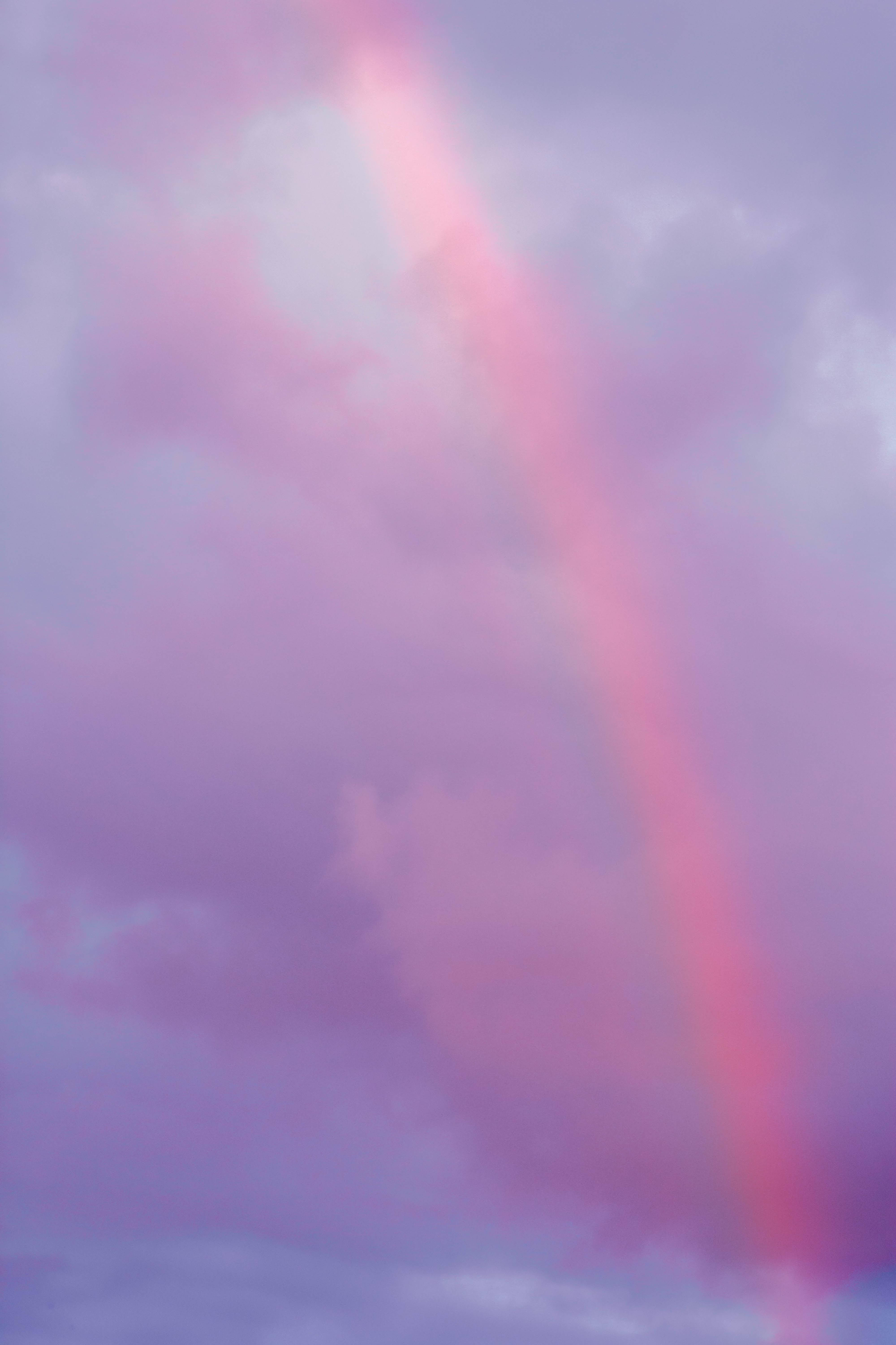 Purple Clouds, Rainbow Purple Clouds, soft pink rainbow, 5K Phone Wallpaper