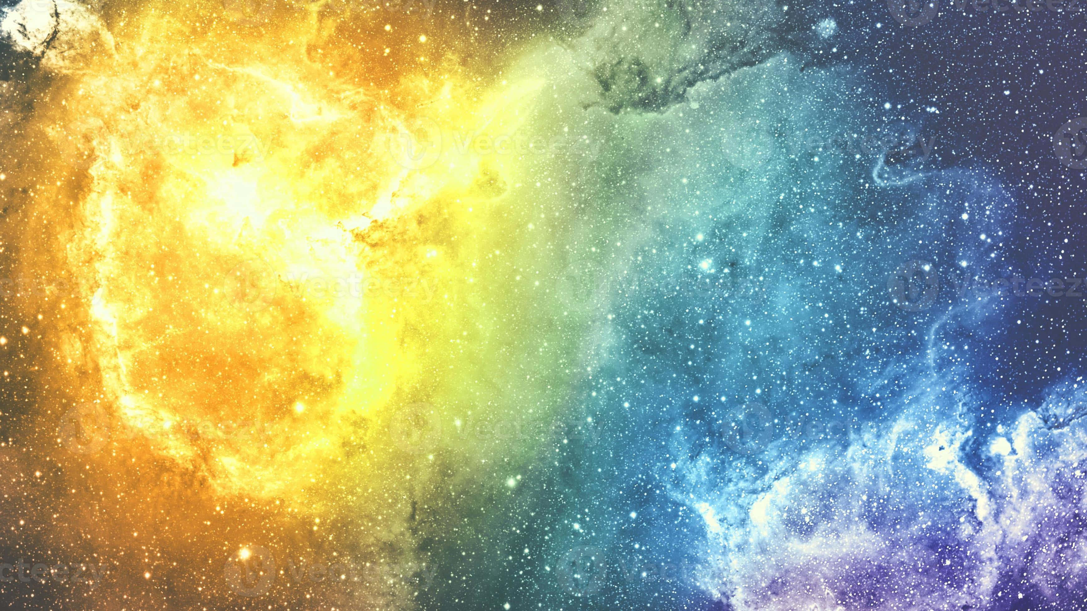 Cosmic, Yellow Blue Purple Cosmic Clouds, vibrant cosmic nebula, 2K Desktop Wallpaper