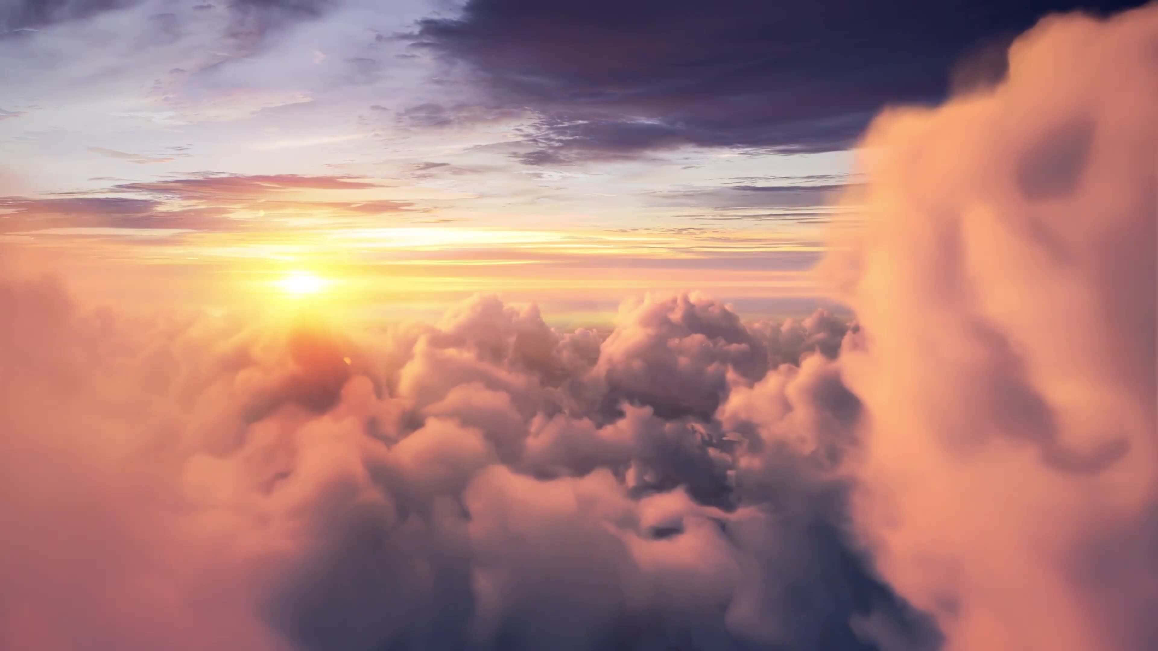 Sunset Cloud, pastel purple, fluffy clouds, 4K Desktop Wallpaper