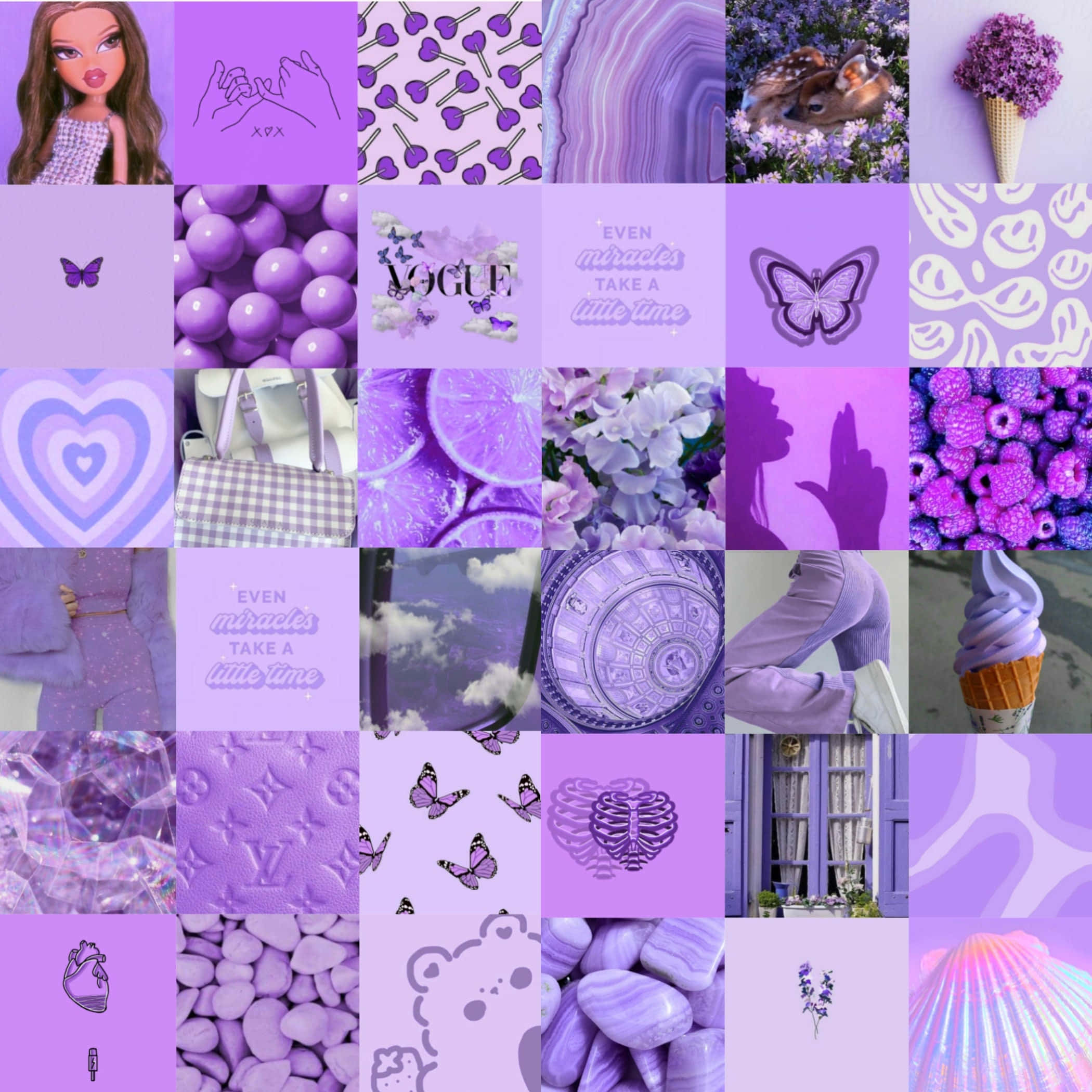 Purple Collage, butterflies, flowers, Full HD Desktop Wallpaper