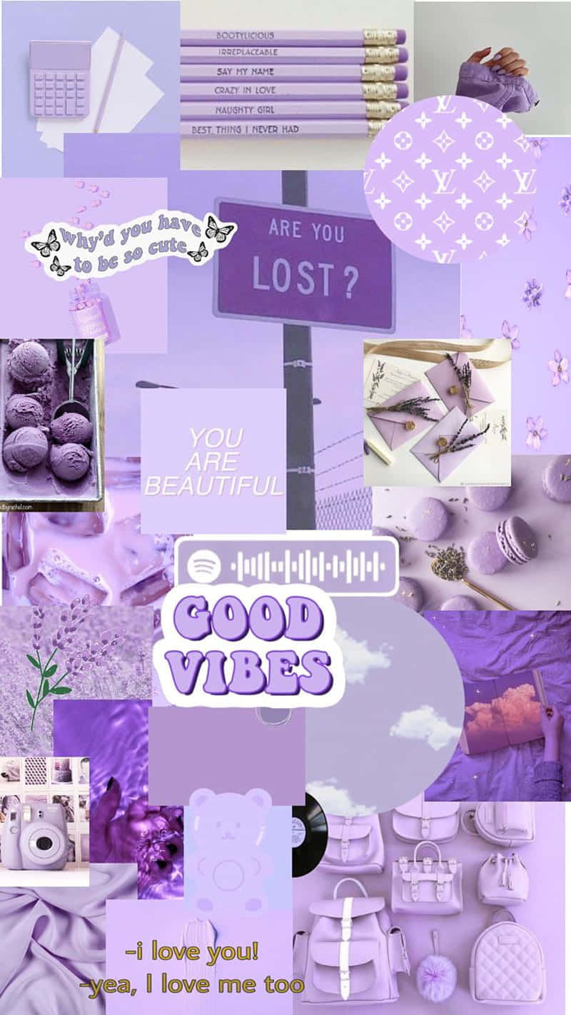 soft purple aesthetic collage, lavender-themed, pastel items, HD Phone Wallpaper