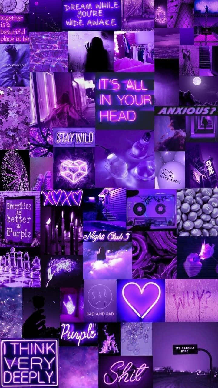 Purple Collage, neon text quotes, silhouettes, HD Phone Wallpaper
