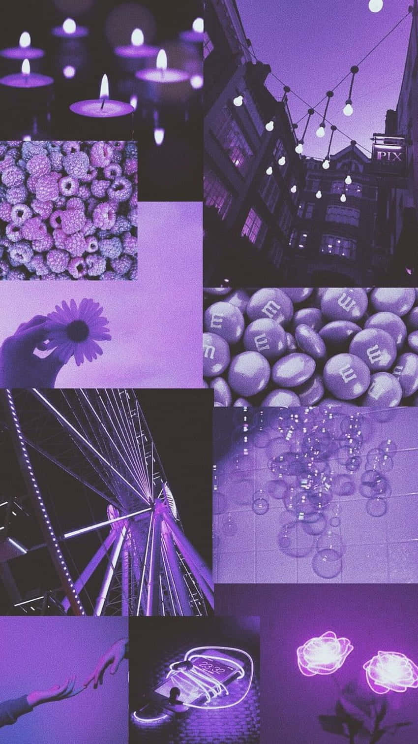 Purple Collage, candles, flowers, HD Phone Wallpaper