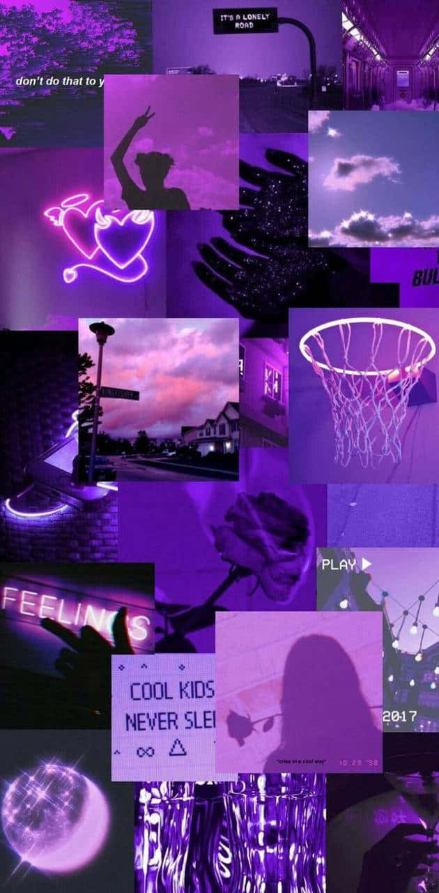 Purple Collage, neon signs, urban street scenes, HD Phone Wallpaper
