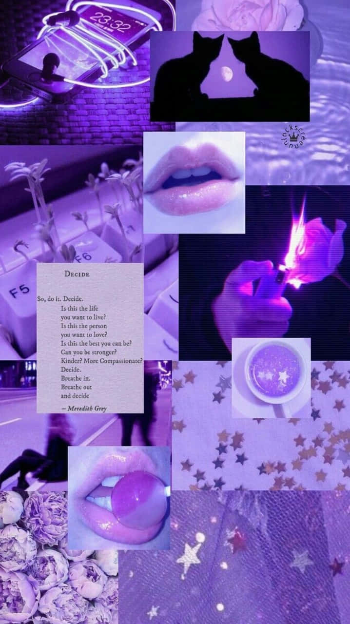Purple Collage, cats lips, candles, HD Phone Wallpaper