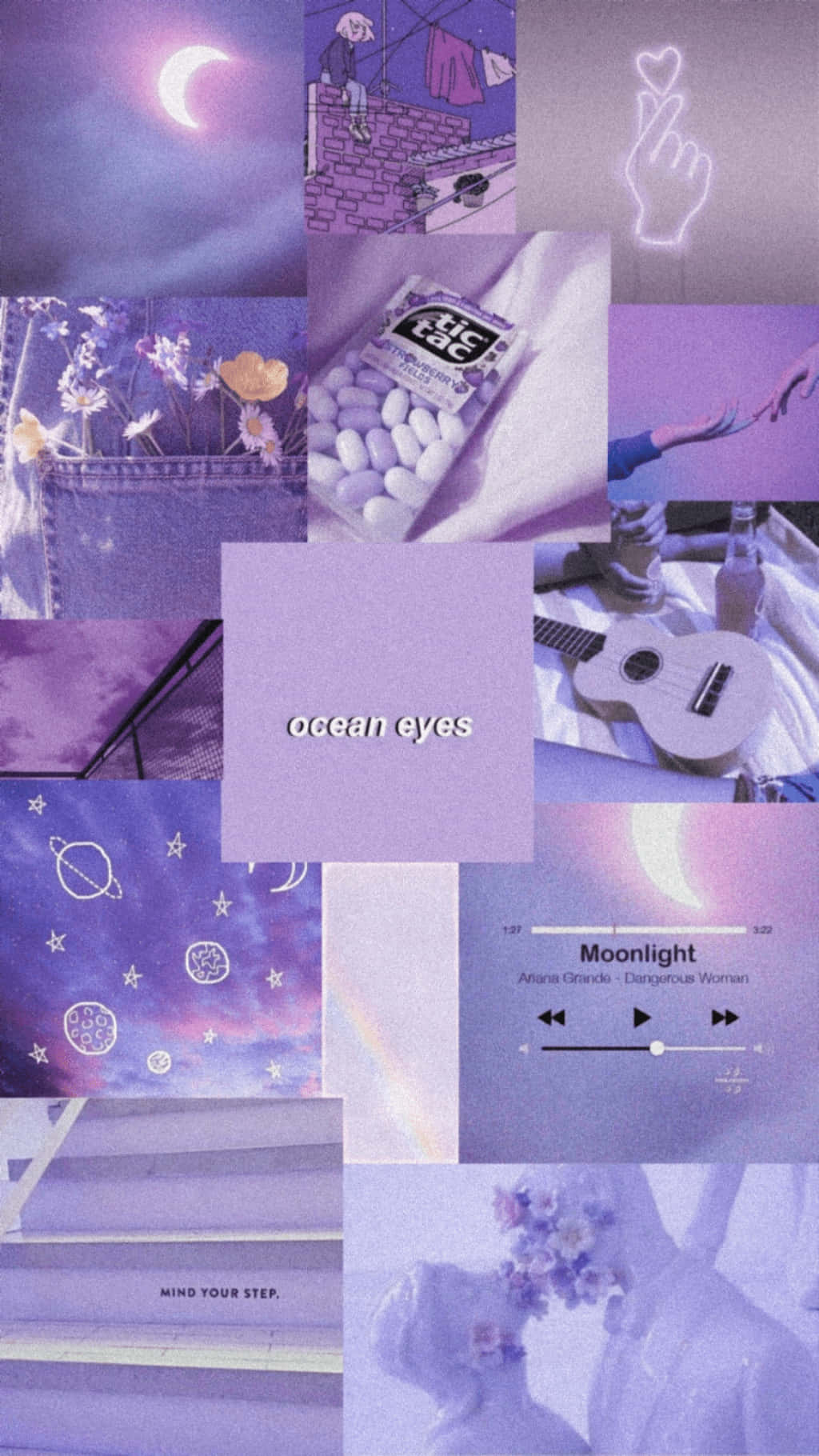 Ocean Eyes, Purple Collage, moon phases, HD Phone Wallpaper
