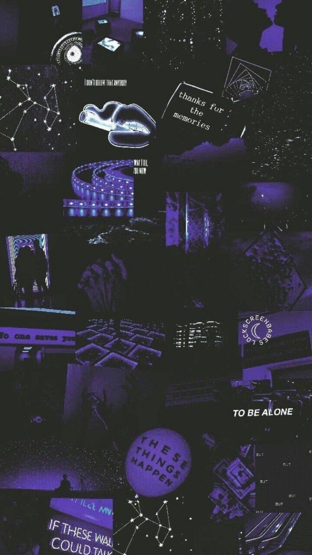dark purple collage aesthetic, Super Dark Purple Collage Aesthetic Portrait, purple-toned collage, Full HD Phone Wallpaper