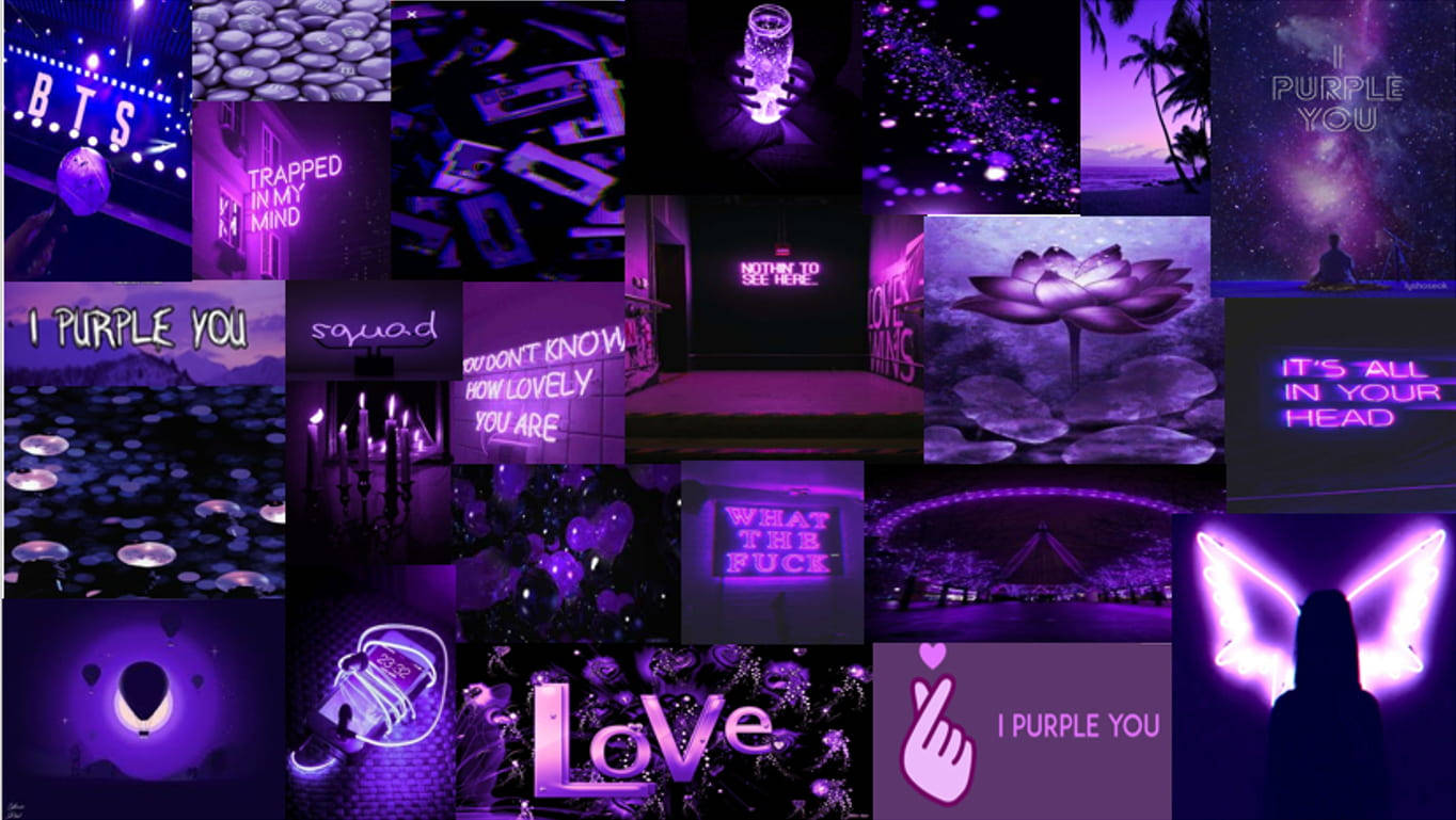 I Purple You Collage Pictures, neon signs, lotus flowers, HD Desktop Wallpaper