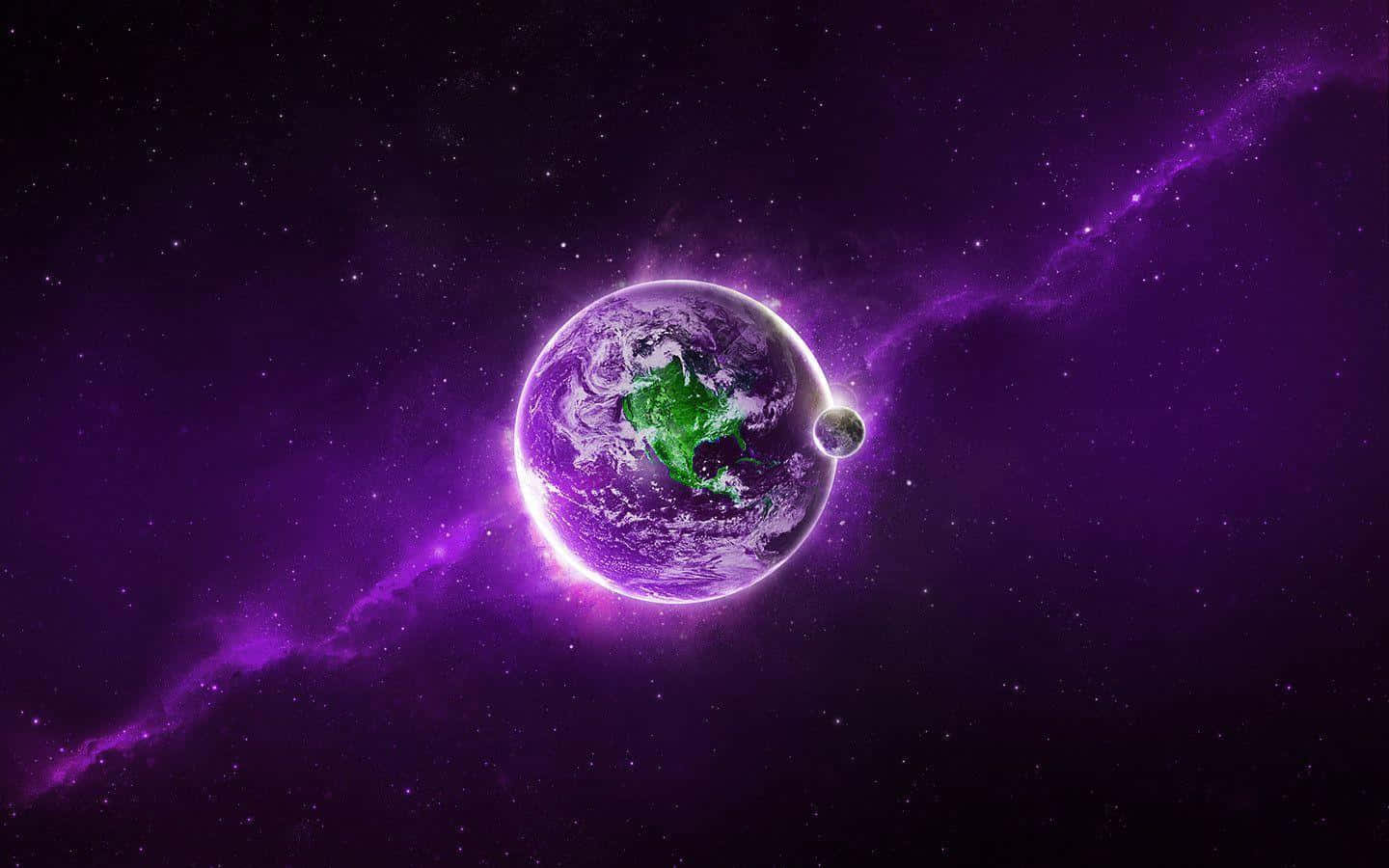 Purple Cool, glowing purple planet, green continents, HD Desktop Wallpaper